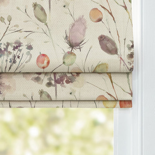 Floral Cream M2M - Boronia Printed Cotton Made to Measure Roman Blinds Boysenberry Voyage Maison