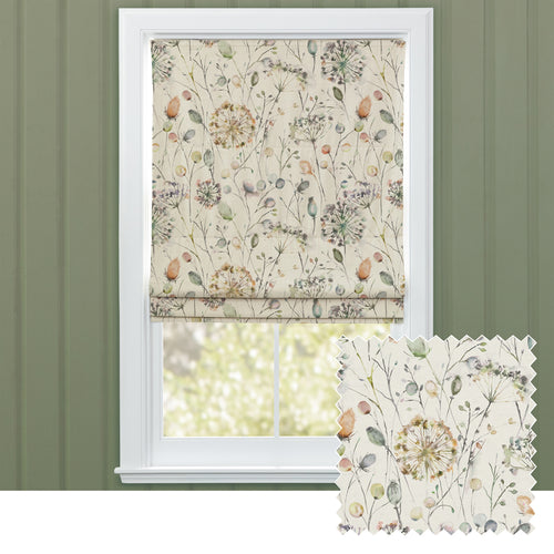 Floral Cream M2M - Boronia Printed Cotton Made to Measure Roman Blinds Coral/Cloud Voyage Maison