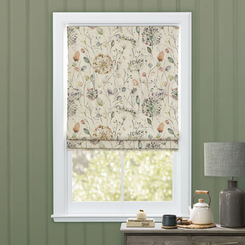 Floral Cream M2M - Boronia Printed Cotton Made to Measure Roman Blinds Coral/Cloud Voyage Maison