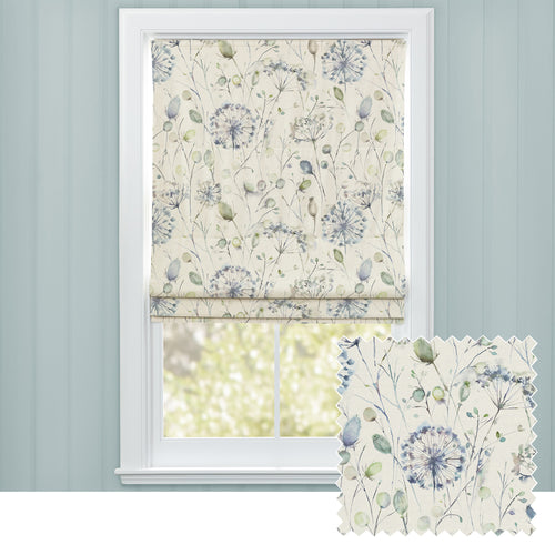 Floral Blue M2M - Boronia Printed Cotton Made to Measure Roman Blinds Crocus Voyage Maison