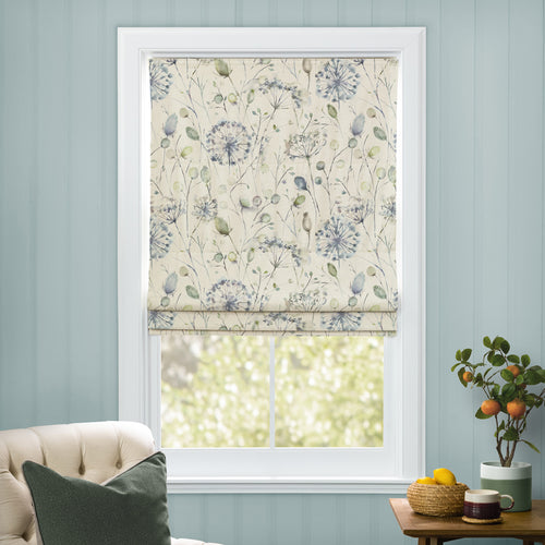 Floral Blue M2M - Boronia Printed Cotton Made to Measure Roman Blinds Crocus Voyage Maison