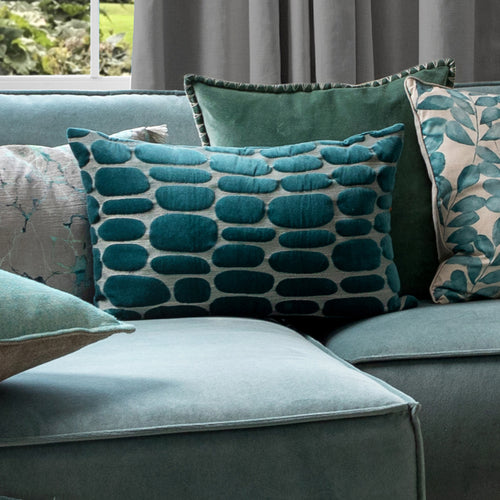 Voyage Maison Boulder Embroidered Feather Cushion in Ocean