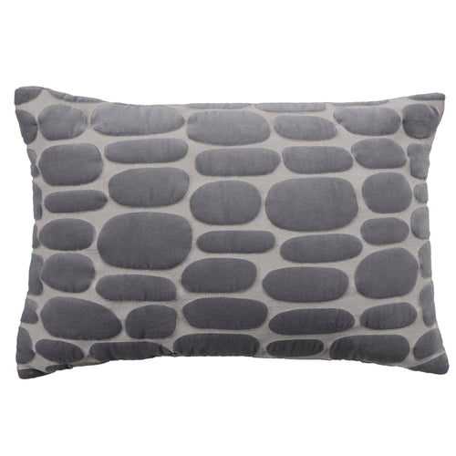 Additions Boulder Embroidered Feather Cushion in Steel