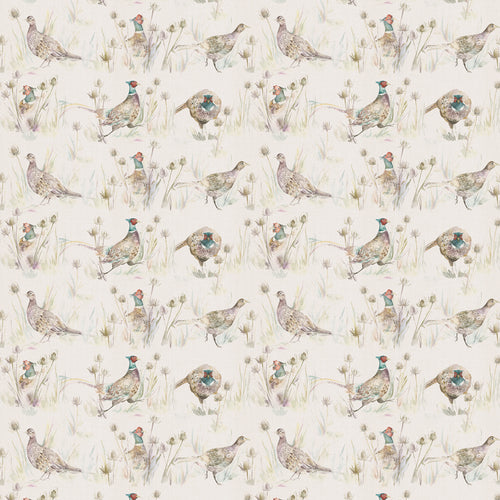 Animal Cream Fabric - Bowmont Printed Linen Fabric (By The Metre) Pheasant Voyage Maison