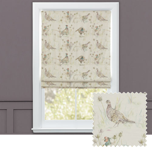 Animal Cream M2M - Bowmont Printed Linen Made to Measure Roman Blinds Pheasant Voyage Maison