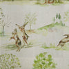 Boxing Hares Printed Linen Fabric (By The Metre) Natural