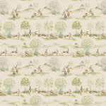 Boxing Hares Printed Linen Fabric (By The Metre) Natural