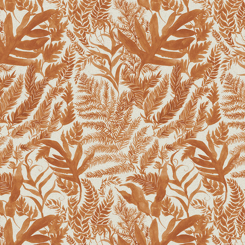 Floral Orange Fabric - Bracken Printed Cotton Fabric (By The Metre) Amber Voyage Maison