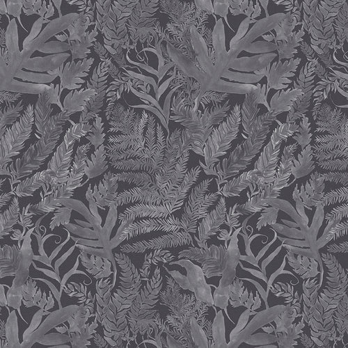 Floral Grey Fabric - Bracken Printed Cotton Fabric (By The Metre) Aster Voyage Maison