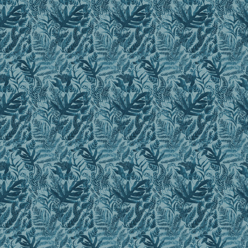 Floral Blue Fabric - Bracken Printed Cotton Fabric (By The Metre) Atlas Voyage Maison