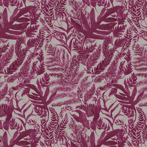 Floral Purple Fabric - Bracken Printed Cotton Fabric (By The Metre) Berry Voyage Maison