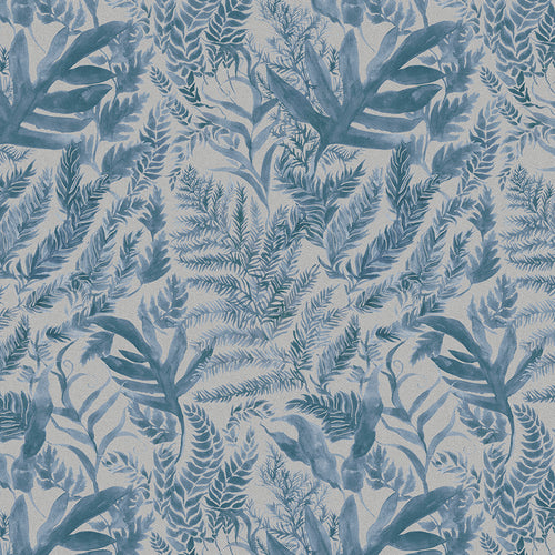 Floral Blue Fabric - Bracken Printed Cotton Fabric (By The Metre) Breeze Voyage Maison