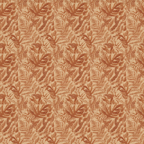 Fauna Orange Fabric - Bracken Printed Cotton Fabric Celeste Voyage Maison