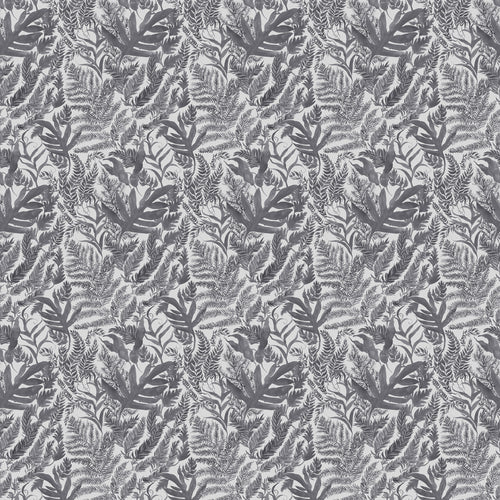 Floral Grey Fabric - Bracken Printed Cotton Fabric (By The Metre) Crescent Voyage Maison