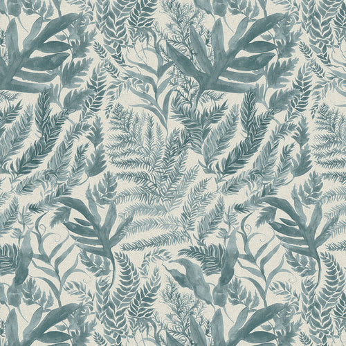 Floral Blue Fabric - Bracken Printed Cotton Fabric (By The Metre) Mist Voyage Maison