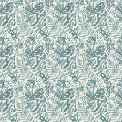 Floral Blue Fabric - Bracken Printed Cotton Fabric (By The Metre) Mist Voyage Maison