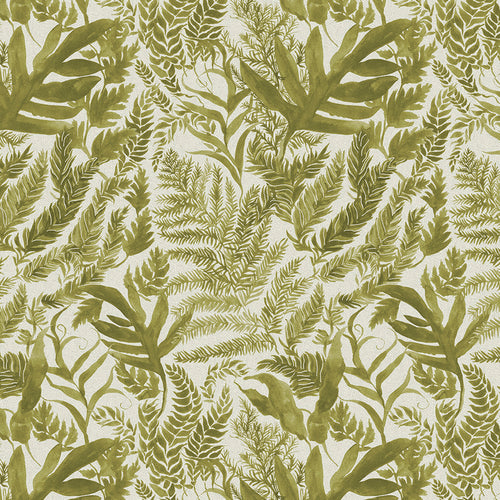 Floral Green Fabric - Bracken Printed Cotton Fabric (By The Metre) Moss Voyage Maison