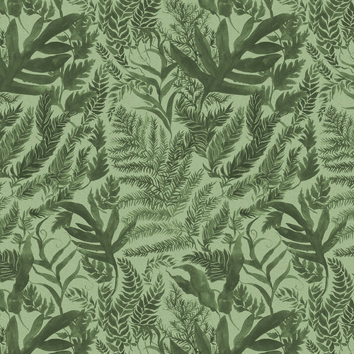 Floral Green Fabric - Bracken Printed Cotton Fabric (By The Metre) Sage Voyage Maison