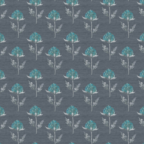 Floral Grey Fabric - Bram Printed Fabric (By The Metre) Storm Voyage Maison