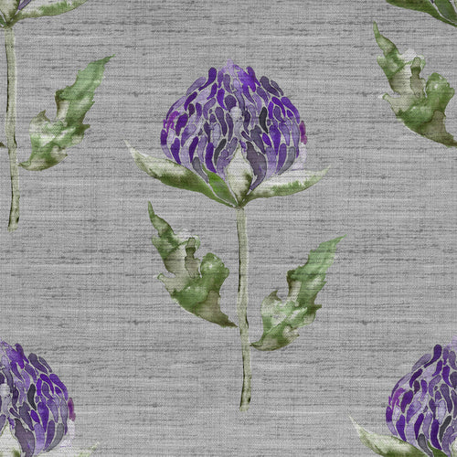 Floral Grey Fabric - Bram Printed Fabric (By The Metre) Violet Voyage Maison