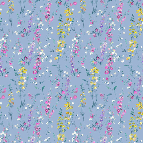Voyage Maison Briella Printed Cotton Fabric Remnant in Bluebell