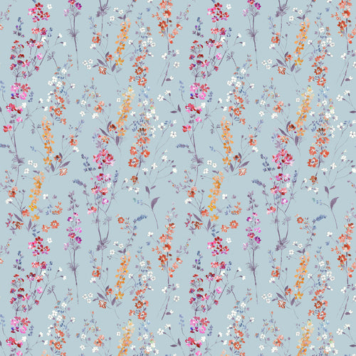 Floral Blue Fabric - Briella Printed Cotton Fabric (By The Metre) Cornflower Voyage Maison