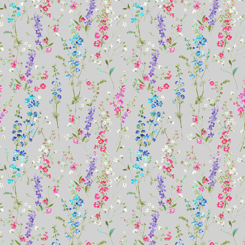 Floral Grey Fabric - Briella Printed Cotton Fabric (By The Metre) Silver Voyage Maison