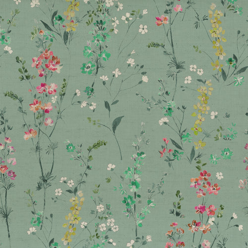Floral Green Fabric - Briella Printed Cotton Fabric (By The Metre) Verde Voyage Maison