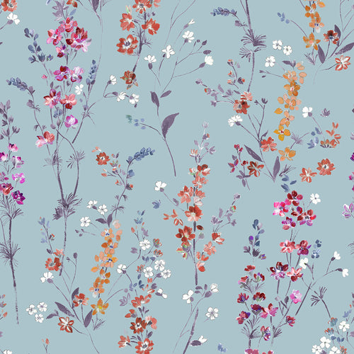 Floral Blue Wallpaper - Briella  1.4m Wide Width Wallpaper (By The Metre) Cornflower Voyage Maison