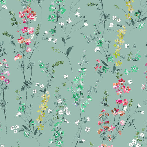 Floral Green Wallpaper - Briella  1.4m Wide Width Wallpaper (By The Metre) Verde Voyage Maison