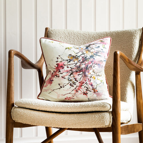 Darren Woodhead Brushwood Printed Feather Cushion in Blossom