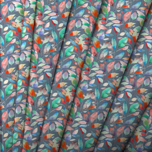Floral Blue Fabric - Brympton Printed Fine Lawn Cotton Apparel Fabric (By The Metre) Flame Navy Voyage Maison