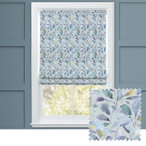 Floral Blue M2M - Brympton Printed Cotton Made to Measure Roman Blinds Pacific Voyage Maison