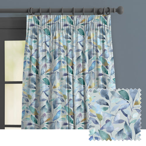 Floral Blue M2M - Brympton Printed Made to Measure Curtains Pacific Voyage Maison