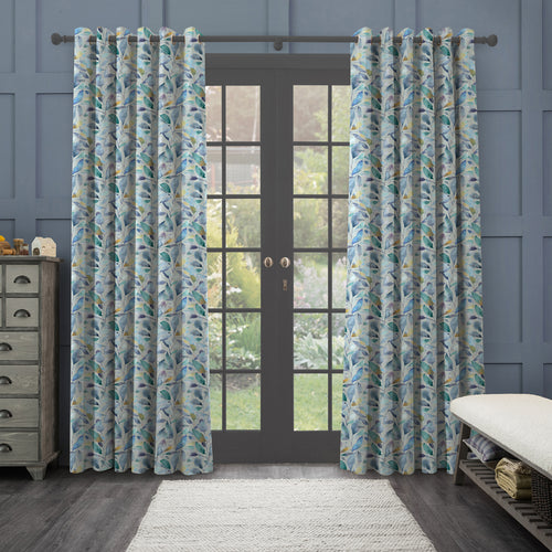 Floral Blue M2M - Brympton Printed Made to Measure Curtains Pacific Voyage Maison