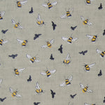 Bumblebee Embroidered Woven Fabric (By The Metre) Bee Birch