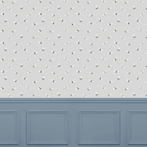Animal Grey Wallpaper - Bumble Bee  1.4m Wide Width Wallpaper (By The Metre) Stone Voyage Maison