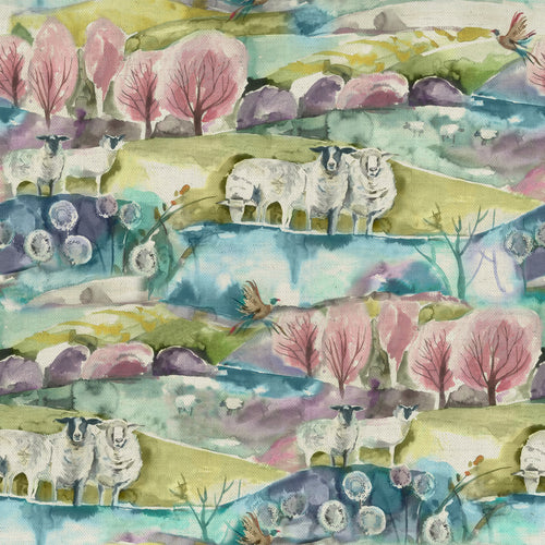 Animal Green Fabric - Buttermere Printed Cotton Fabric (By The Metre) Sweetpea Voyage Maison