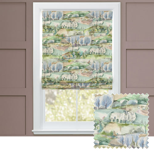 Animal Green M2M - Buttermere Printed Cotton Made to Measure Roman Blinds Sage Voyage Maison