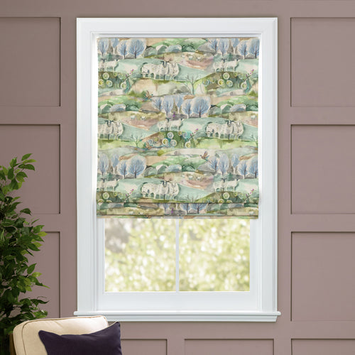 Animal Green M2M - Buttermere Printed Cotton Made to Measure Roman Blinds Sage Voyage Maison