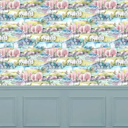 Animal Blue Wallpaper - Buttermere  1.4m Wide Width Wallpaper (By The Metre) Sweetpea Voyage Maison