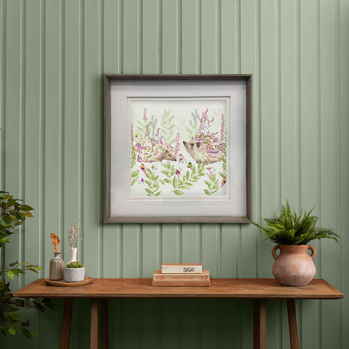 Animal Green Wall Art - Buttons & Ginger  Framed Print Nut/Ginger Linen Voyage Maison