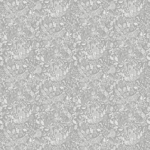 Animal Grey Fabric - Cademuir Printed Cotton Fabric (By The Metre) Silver Voyage Maison