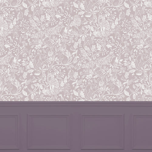 Animal Purple Wallpaper - Cademuir  1.4m Wide Width Wallpaper (By The Metre) Grape Voyage Maison