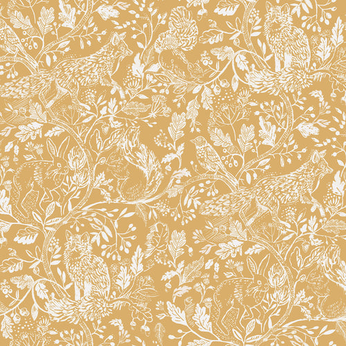 Animal Yellow Wallpaper - Cademuir  1.4m Wide Width Wallpaper (By The Metre) Mustard Voyage Maison