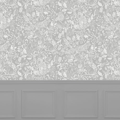 Animal Grey Wallpaper - Cademuir  1.4m Wide Width Wallpaper (By The Metre) Silver Voyage Maison