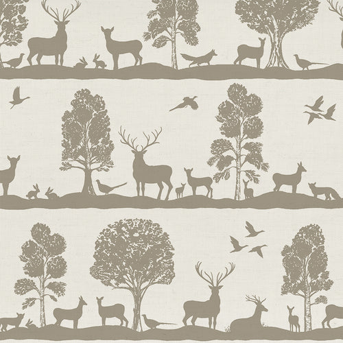 Animal Grey Fabric - Cairngorms Printed Cotton Fabric (By The Metre) Birch Voyage Maison