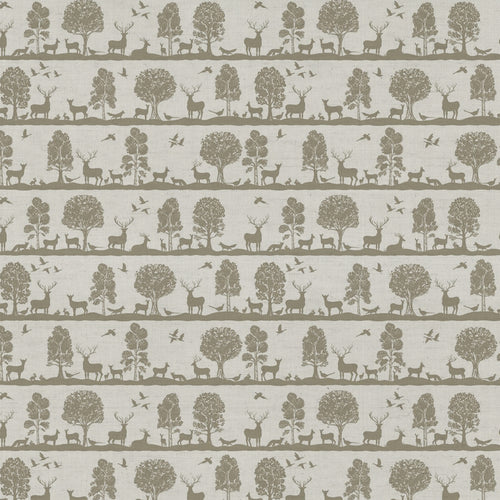 Animal Grey Fabric - Cairngorms Printed Cotton Fabric (By The Metre) Birch Voyage Maison