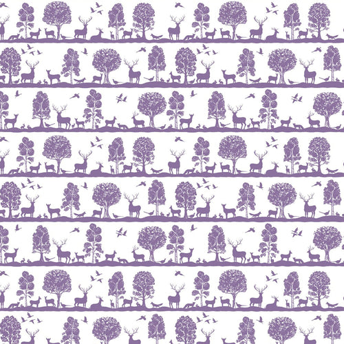 Animal Purple Fabric - Cairngorms Printed Cotton Fabric (By The Metre) Damson Voyage Maison
