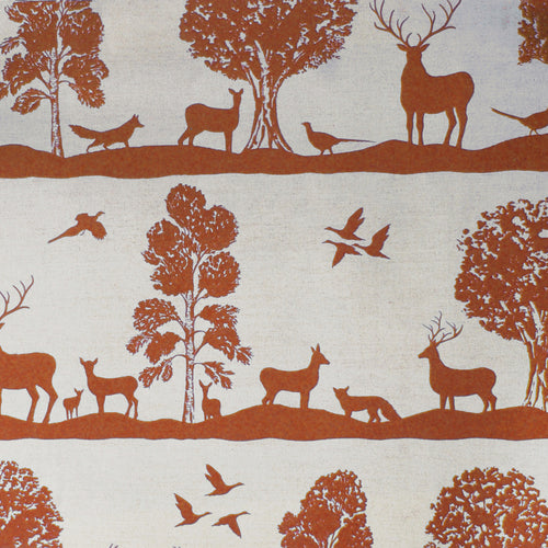 Animal Orange Fabric - Cairngorms Printed Cotton Fabric (By The Metre) Rust Voyage Maison